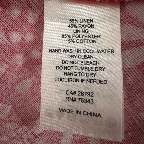 House of Harlow 1969 Red Summer Linen Blend Dress with Floral Pattern size S - Picture 8 of 9